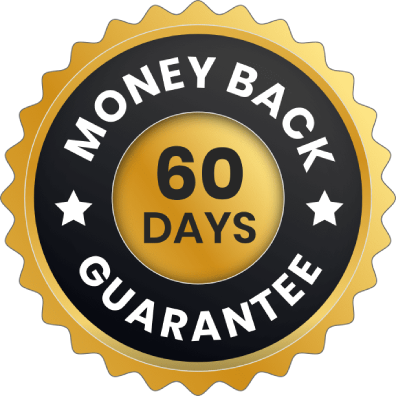 Sixty day money back guarantee badge showing customer refund policy assurance