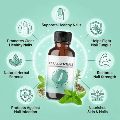 Kerassentials benefits for nail and skin care including support for healthy appearance and daily use routine