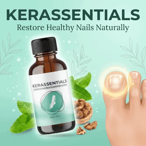 Kerassentials nail fungus oil bottle for healthy nails and skin