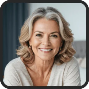 Senior woman showing clearer nails and improved confidence after consistent use