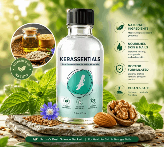 What is Kerassentials nail and skin care formula made with botanical oils for daily topical use